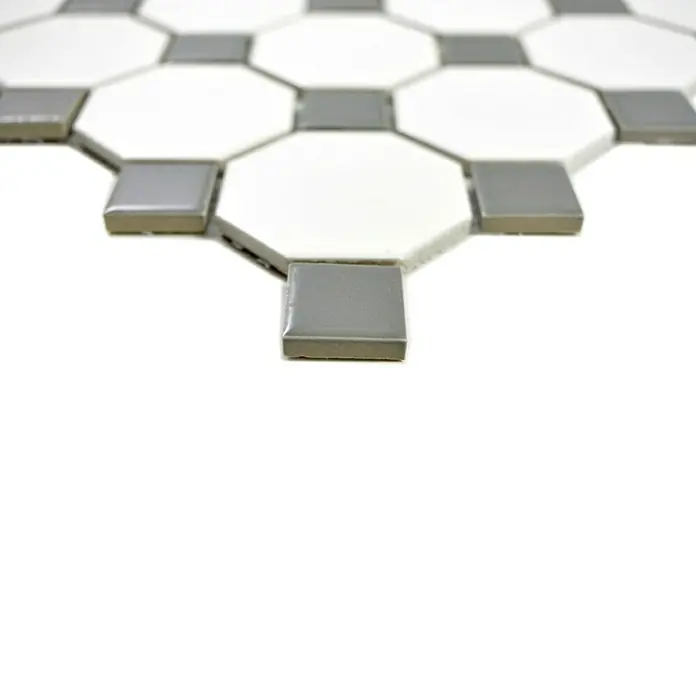 Mosaikfliese Octagon OCTA G469 - 29,5 x 29,5 cm, Weiß/Grau, Matt