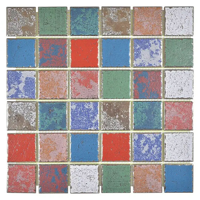 Mozaïektegel Quadrat Orient Color Mix CD CUBIS - 31,6 x 31,6 cm, Meerkleurig, Mat - Top-down weergave