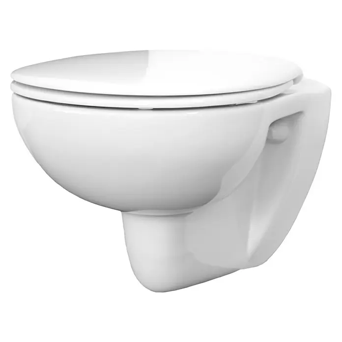 Wand-Dusch-WC Tek - Mit Spülrand, Mit antibakterieller Glasur, Spülform: Tief, WC Abgang: Waagerecht, Weiß - Rechte Seitenansicht