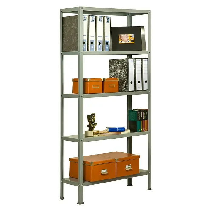 Simonrack Simonhome Estantería metálica Homeclassic Plus - L x An x Al: 30 x 100 x 180 cm, Capacidad de carga: 100 kg/balda, Número de baldas: 5 ud., Gris