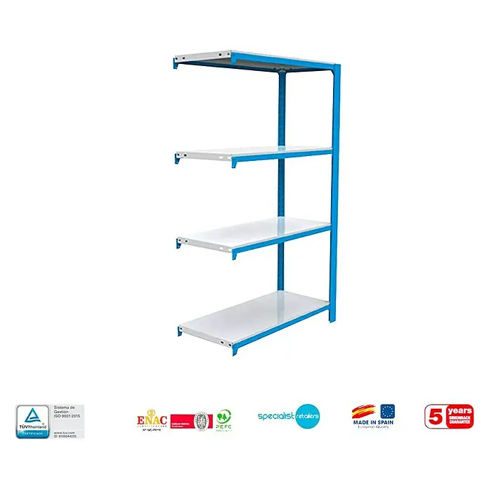 Simonrack Simonoffice Estantería para archivadores Offliclick Metal Adicional - L x An x Al: 30 x 90 x 150 cm, Capacidad de carga: 200 kg/balda, Número de baldas: 4 ud., Azul