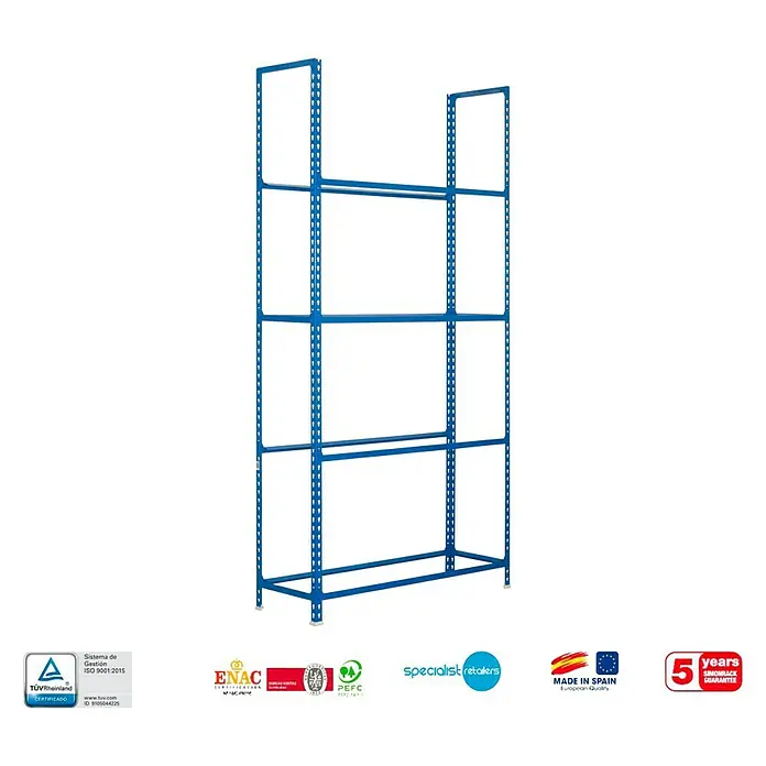 Simonrack Simonauto Estantería para neumáticos Autoclick Plus - L x An x Al: 30 x 100 x 200 cm, Capacidad de carga: 90 kg/balda, Número de baldas: 4 ud., Azul