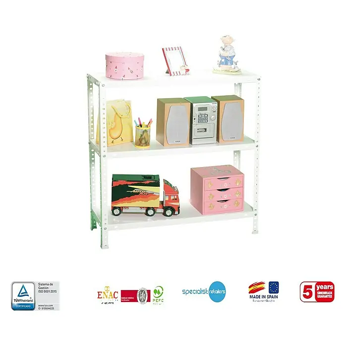 Simonrack Simonclassic Estantería metálica Advantage - L x An x Al: 30 x 90 x 90 cm, Capacidad de carga: 75 kg/balda, Número de baldas: 3 ud., Atornillado, Blanco
