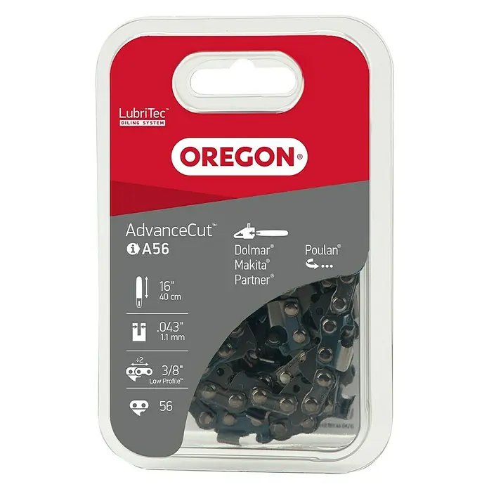 Oregon Lanac za motorne pile - Duljina reza: 40 cm, Broj karike lanca: 56 Kom., Širina utora: 1,1 mm - Pogled sprijeda