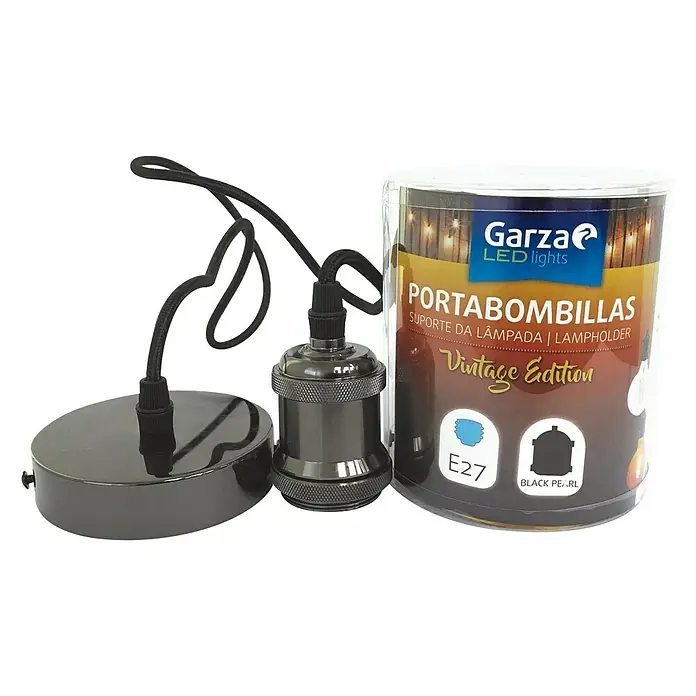 Garza Lámpara colgante Vintage - 60 W, L x An x Al: 10 x 10 x 100 cm, Negro, E27