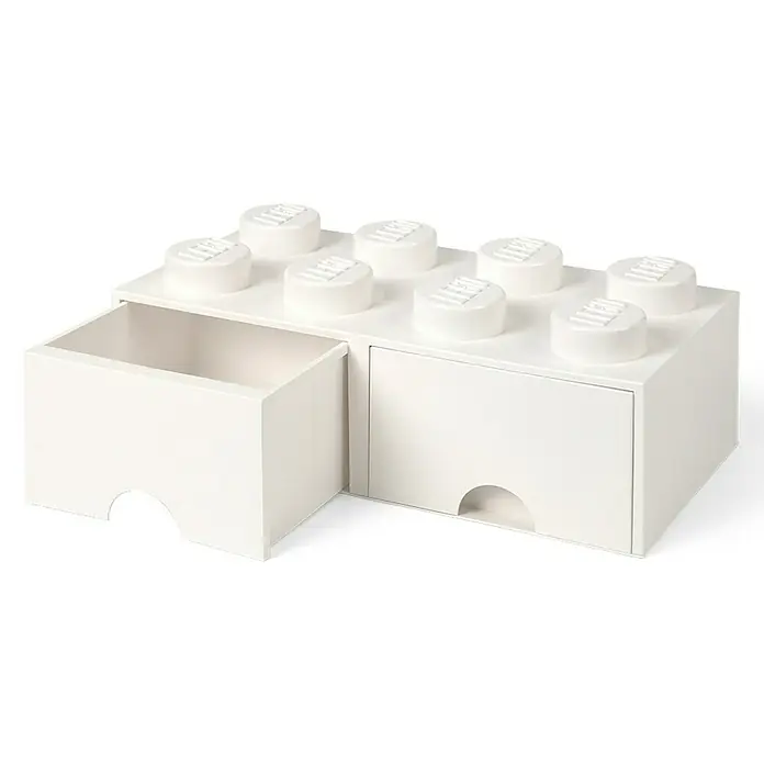 Lego Schubladenbox Brick - L x B x H: 50 x 25 x 18 cm, Weiß, Anzahl Schubladen: 2 Stk. - Linke Seitenansicht