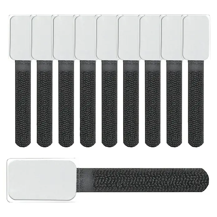 Label The Cable Klettbinder Mini Tags - Schwarz, 90 x 12 x 2 mm, 10 Stk. - Vorderansicht