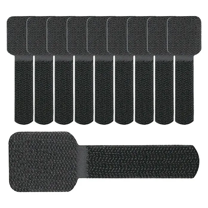 Label The Cable Klett-Kabelbinder Wall Straps - Schwarz, 90 x 28 x 3 mm, 10 Stk. - Vorderansicht