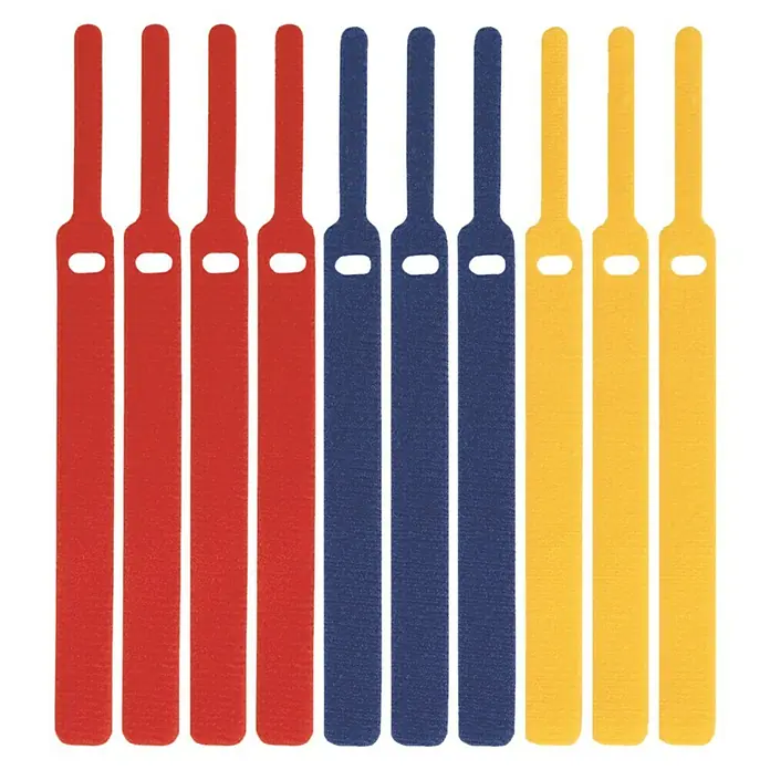 Label The Cable Klett-Kabelbinder Basic - Bunt, Gelb, Rot, Blau, 170 x 16 x 2 mm, 10 Stk. - Vorderansicht