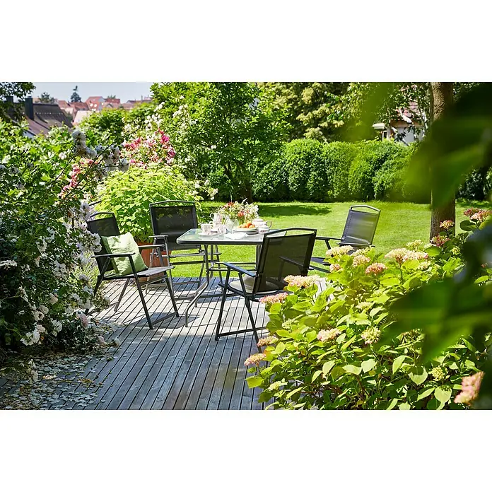 Sunfun Gartenmöbel-Set - 5 -tlg., Glas/Textilen, Stahl, Anthrazit