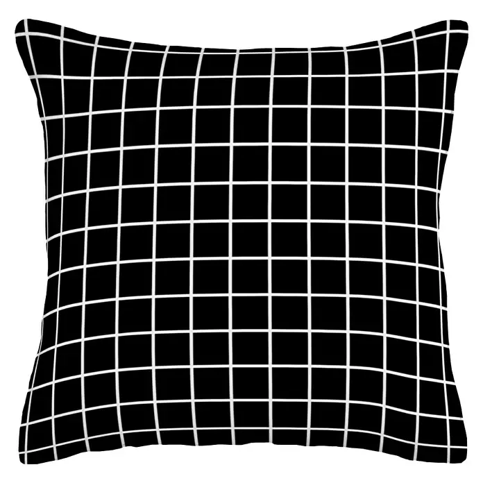 Cojín Cuadrícula - Blanco/Negro, 50 x 50 cm, 50 % algodón, 50 % poliéster