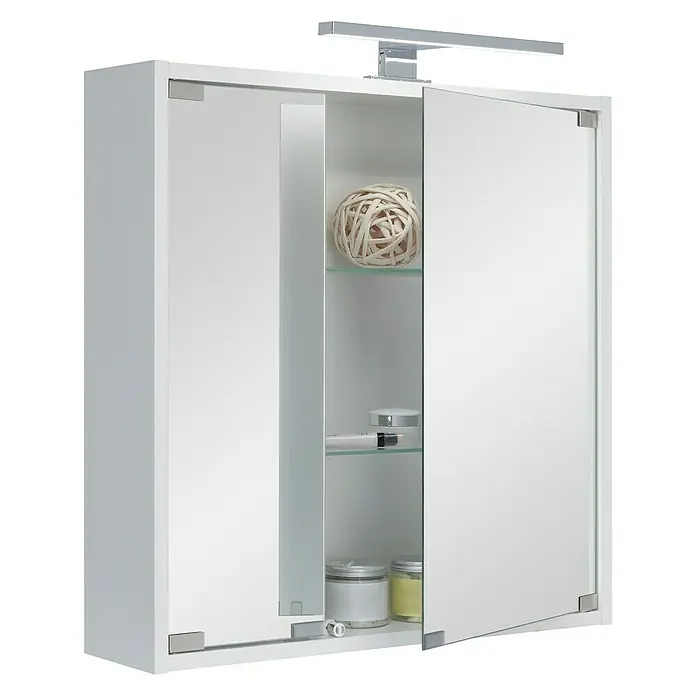 Riva LED-Spiegelschrank Flora - B x H: 60 x 60 cm, Mit Beleuchtung, Spanplatte, Weiß