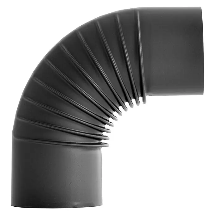 Bertrams Pellet-Rohrbogen - Durchmesser: 80 mm, Bogenwinkel: 90 °, Senotherm lackiert, Schwarz