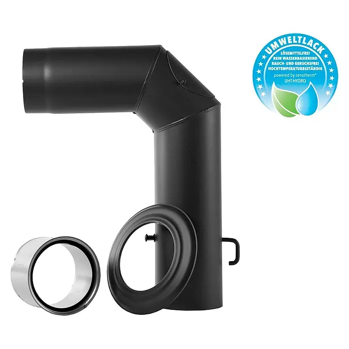 Bertrams Kaminrohr-Set - Durchmesser: 130 mm, Mit Drosselklappe, Schwarz