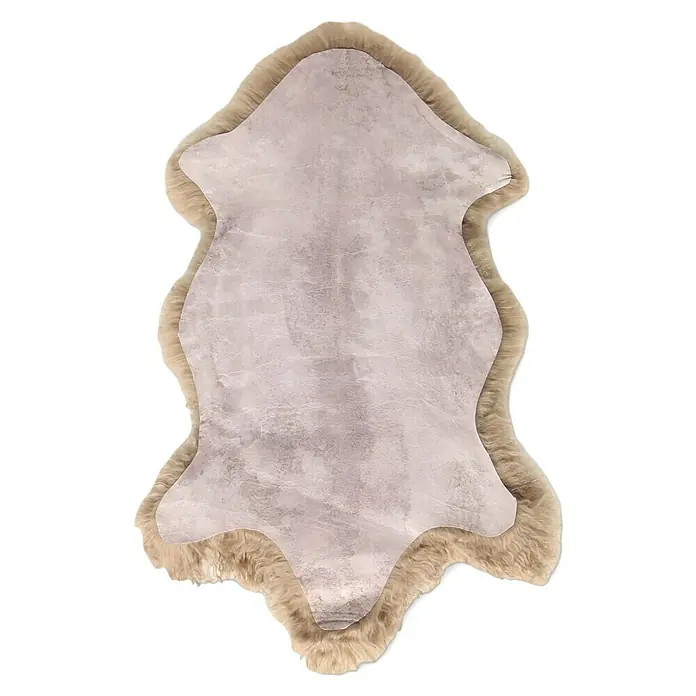 Esbeco Deko-Tibetschaffell - Taupe, 100 x 70 cm, 100 % Echtfell - Rückansicht