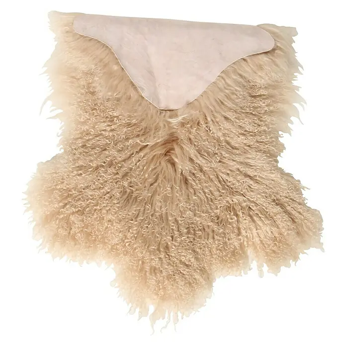 Esbeco Deko-Tibetschaffell - Beige, 100 x 70 cm, 100 % Echtfell - Detailaufnahme