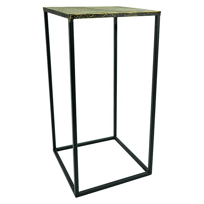 Beistelltisch - L x B x H: 18 x 18 x 40 cm, Gold/Schwarz, Metall - Vorderansicht