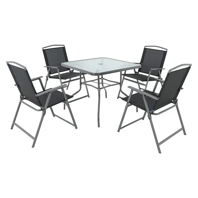 Sunfun Set de muebles de jardín Marta - 5 piezas, Vidrio/Textil, Acero, Antracita