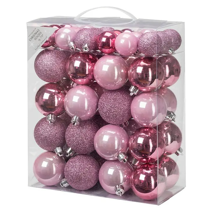 Christbaumkugel-Mix - Rosa, Kunststoff, Durchmesser: 4 cm - 6 cm, 50 Stk.
