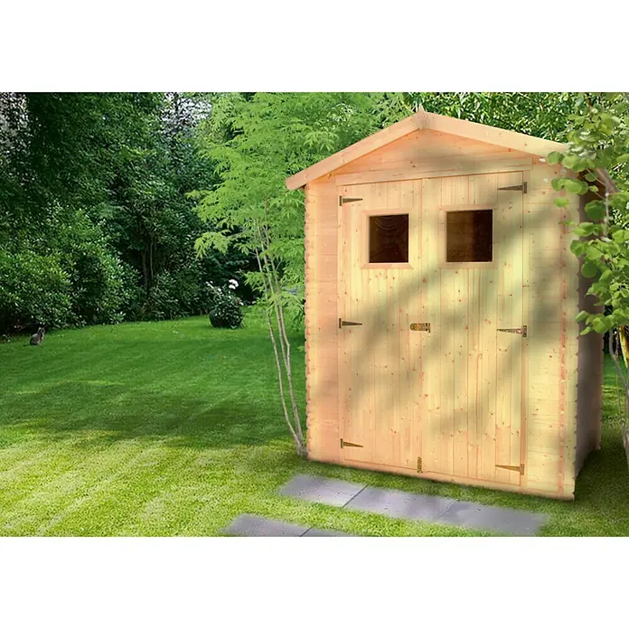 Hoggar nature Caseta de madera Alvik - L x An: 136 x 196 cm, Espesor de pared: 19 mm