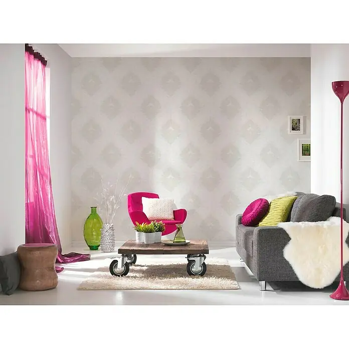 AS Creation Vliestapete Bling Bling - Beige/Weiß, Ornament, 10,05 x 0,53 m