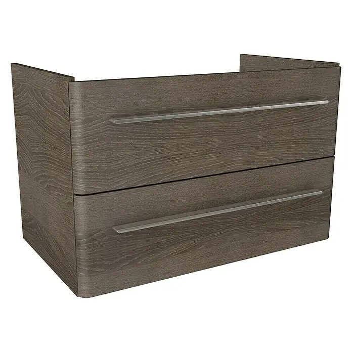 Modern 3.0 Waschtischunterschrank - 76 x 49 x 48,7 cm, 2 Schubkästen, Eiche Maron, Matt - Linke Seitenansicht