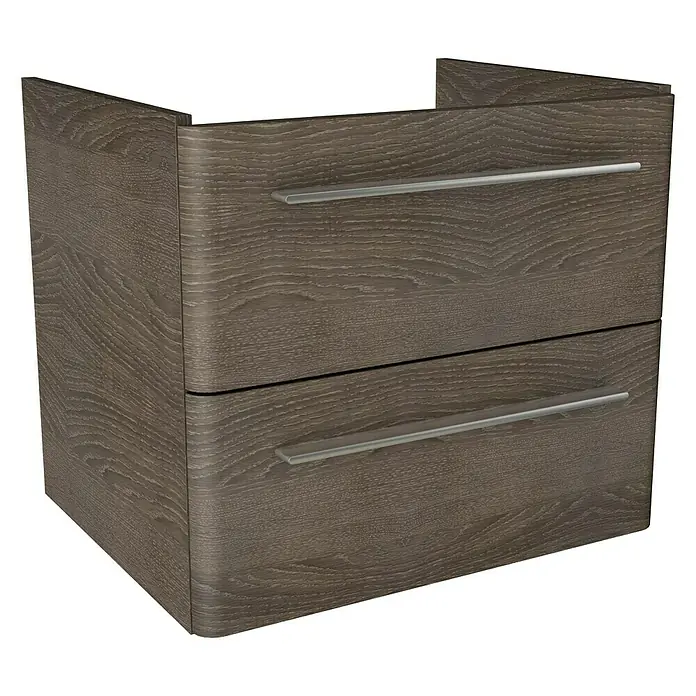 Modern 3.0 Waschtischunterschrank - 56 x 49 x 48,7 cm, 2 Schubkästen, Eiche Maron, Matt - Linke Seitenansicht