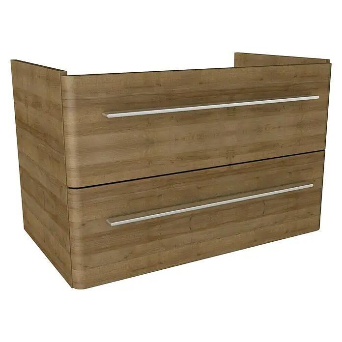 Modern 3.0 Waschtischunterschrank - 76 x 49 x 48,7 cm, 2 Schubkästen, Berg Eiche, Matt - Linke Seitenansicht