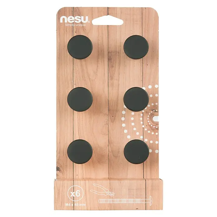 Nesu Set de pomos para muebles 34722 6 uds. - 6 pzs., Ø x Al: 25 x 25 mm, Acero