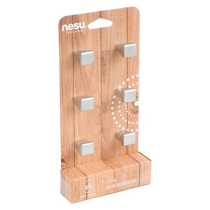 Nesu Set de tiradores para muebles 3351 6 uds. - L x An x Al: 1,5 x 1,5 x 2 cm, Acero