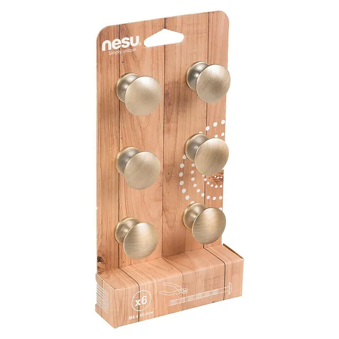 Nesu Set de pomos para muebles 25315 6 uds. - 6 pzs., Ø x Al: 30 x 27 mm, Acero
