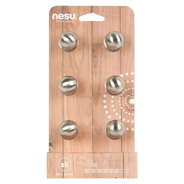 Nesu Set de pomos para muebles 24516 - 6 pzs., Ø x Al: 23 x 27 mm, Acero, Niquelado