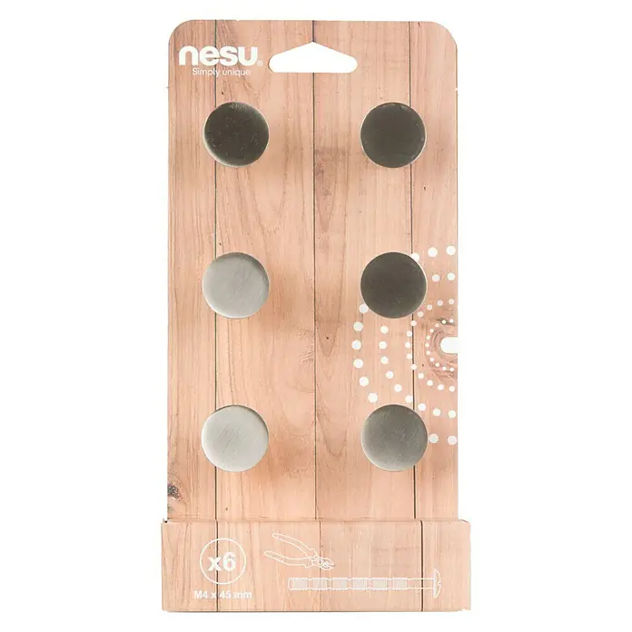 Nesu Set de pomos para muebles 30716 6 uds. - 6 pzs., Ø x Al: 25 x 25 mm, Acero