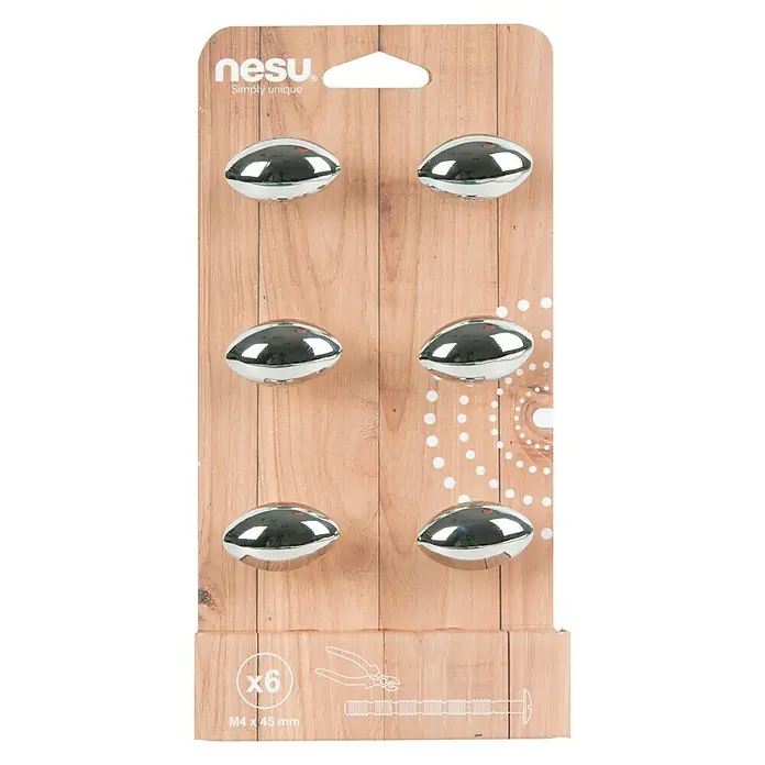 Nesu Set de tiradores para muebles 4601 6 uds. - L x An x Al: 34 x 20 x 24 mm, Acero