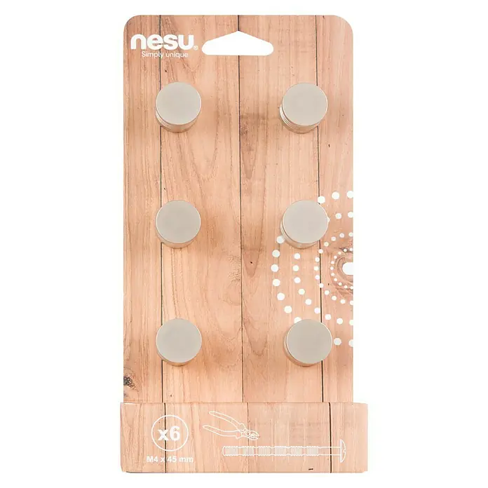 Nesu Set de pomos para muebles 20202 6 uds. - 6 pzs., Ø x Al: 20 x 23 mm, Acero