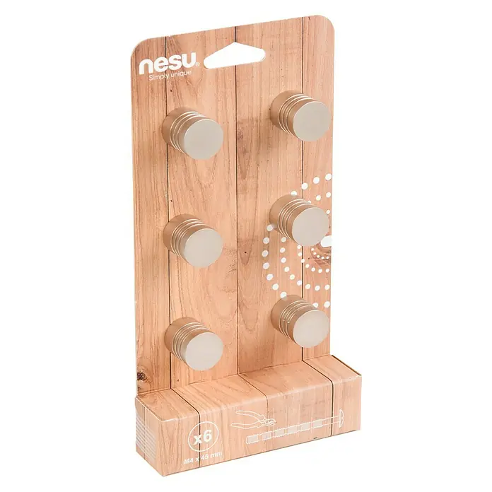 Nesu Set de pomos para muebles 20202 6 uds. - 6 pzs., Ø x Al: 20 x 23 mm, Acero