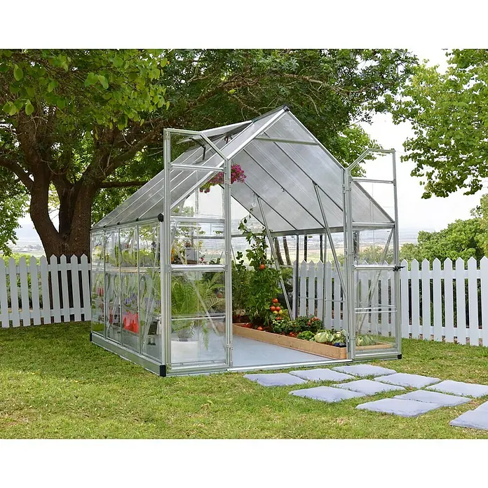 Palram – Canopia Gewächshaus Balance - 247 x 244 x 229 cm, Silber, Transparent - Stimmungsaufnahme