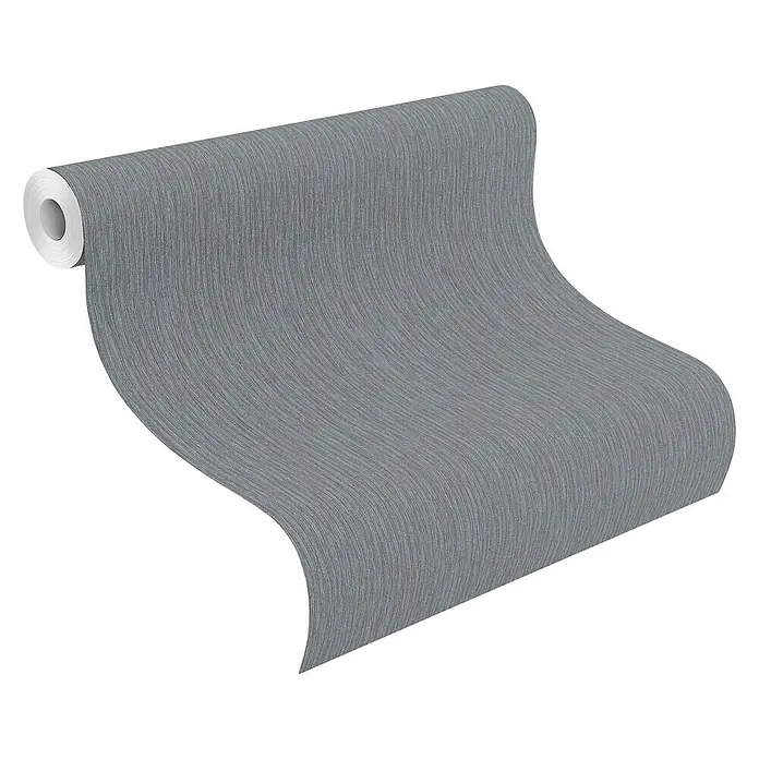 Rasch Berlin Vliestapete - Dunkelgrau, Uni, 10,05 x 0,53 m
