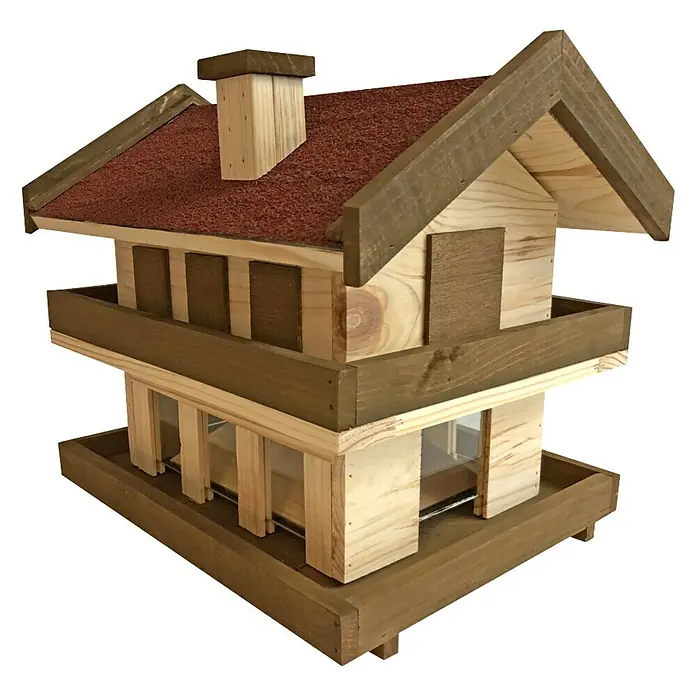Windhager Vogelhaus Landhaus - L x B x H: 39,5 x 29,5 x 34 cm, Natur/Braun, Massivholz
