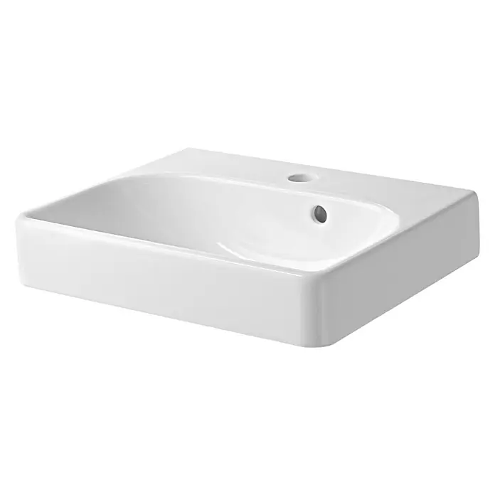 Geberit Smyle Waschtisch Square - 60 x 48 cm, Mit schmutzabweisender Glasur, Hahnloch: Mitte, Mit Überlauf, Weiß