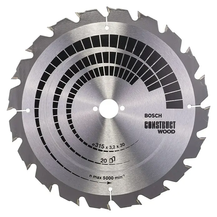 Bosch Cirkelzaagblad - Diameter: 315 mm, Boorgat: 30 mm, Aantal tanden: 20 tanden - Vooraanzicht