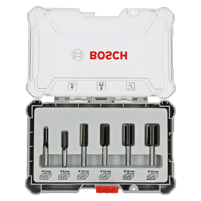 Bosch Fräser-Set Nut - 6 -tlg., Durchmesser Schaft: 8 mm - Vorderansicht