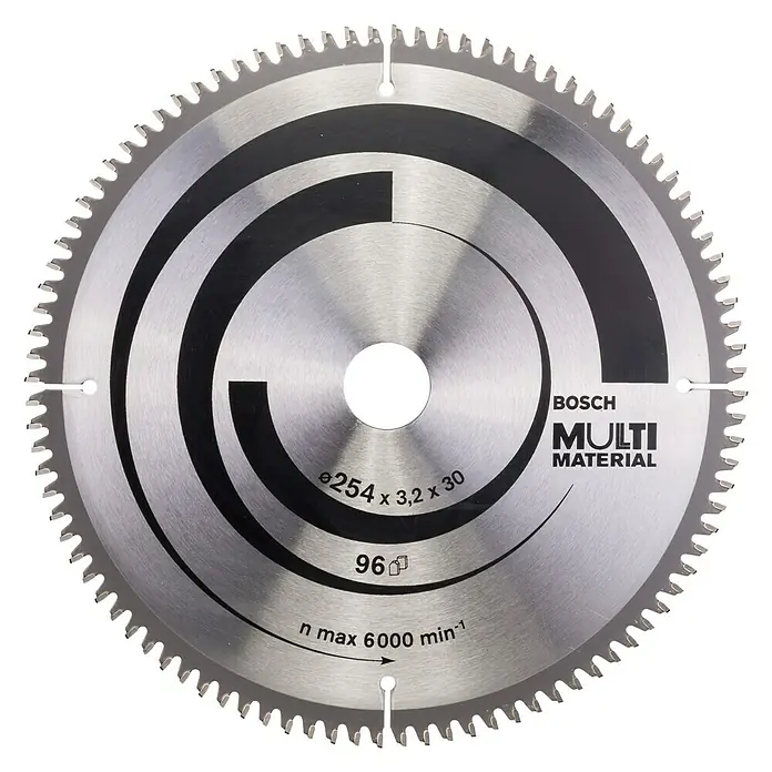 Bosch Cirkelzaagblad - Diameter: 254 mm, Boorgat: 30 mm, Aantal tanden: 96 tanden - Vooraanzicht