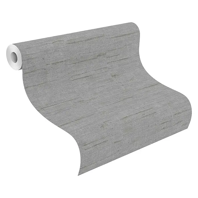 Rasch Brick Lane Vliestapete - Grau, Uni, 10,05 x 0,53 m