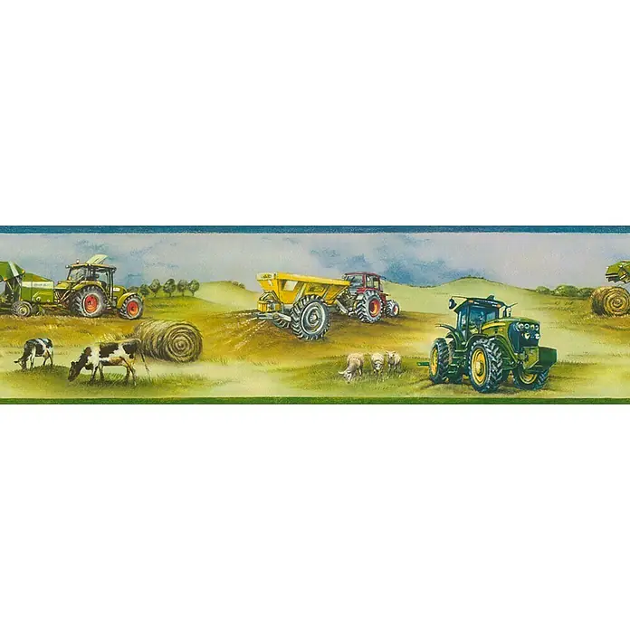 Rasch Kids & Teens III Tapetenborte Trecker - Bunt, Motiv, 5 m x 17 cm, Papier