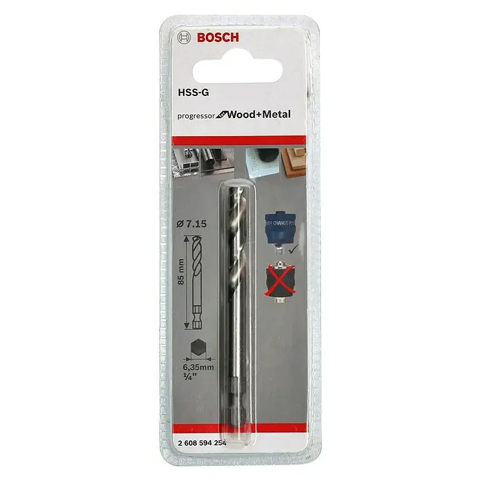 Bosch Bohrer HSS-G - Durchmesser: 7,15 mm, Passend für: Bosch Power-Change-Schnellwechselsystem - Vorderansicht