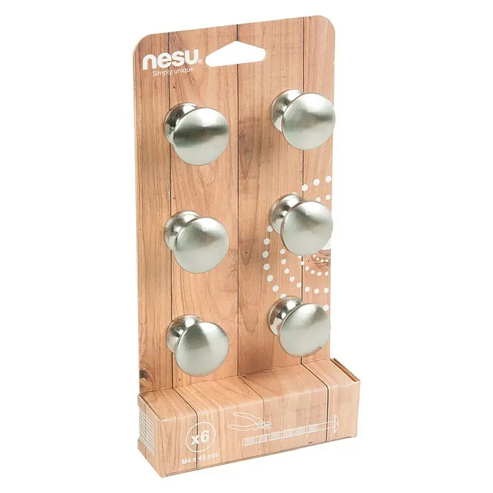Nesu Pomo para muebles 25316 6 uds. - Ø x Al: 30 x 27 mm, Acero, Niquelado