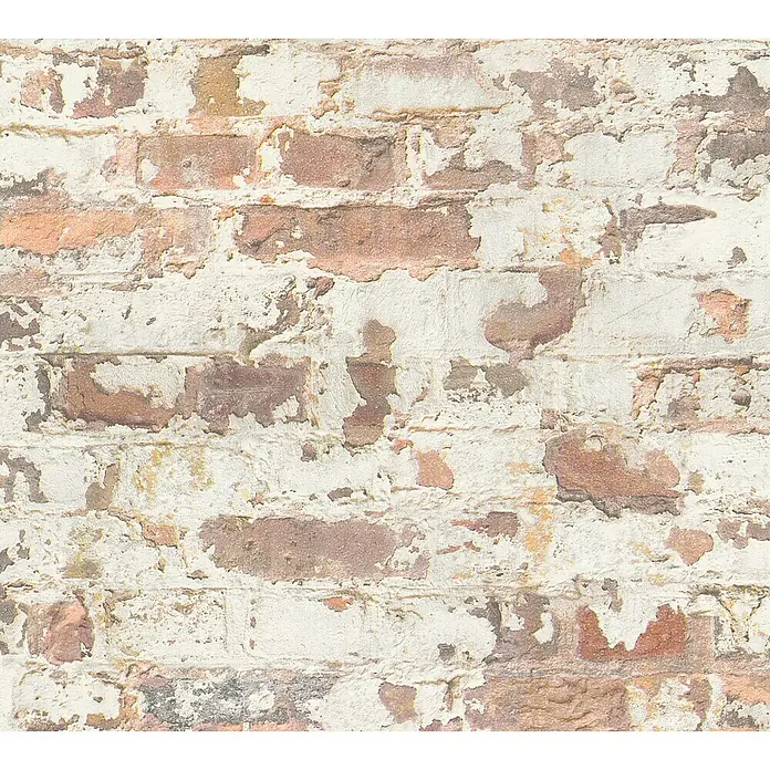 AS Creation Metropolitan Stories Vliestapete Mauerwerk - Weiß/Rot, Steinoptik, 10,05 x 0,53 m - Detailaufnahme