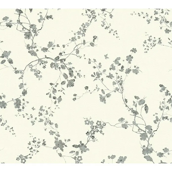 AS Creation Metropolitan Stories Vliestapete Blümchen - Weiß/Grau, Floral, 10,05 x 0,53 m - Detailaufnahme
