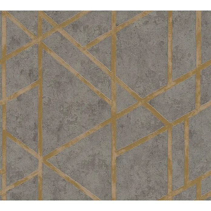 AS Creation Metropolitan Stories Vliestapete Geometrie - Grau/Gold, Grafisch, 10,05 x 0,53 m - Detailaufnahme